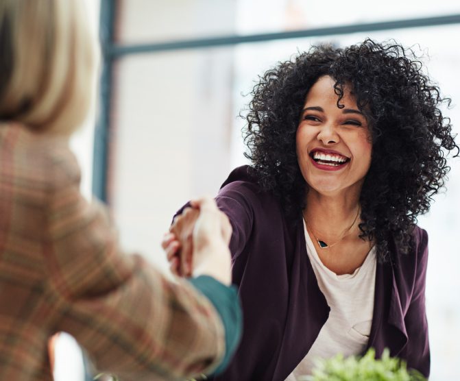 Woman shaking hands